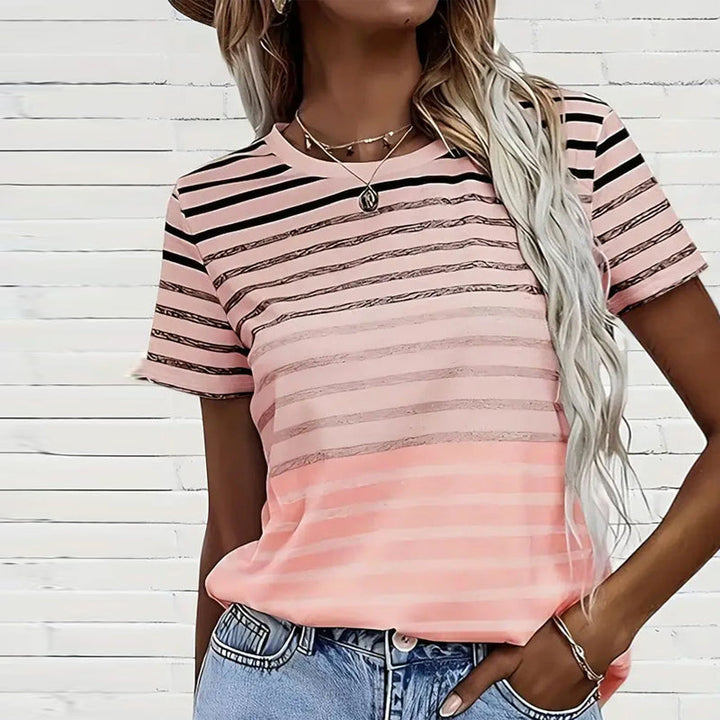 Kellie - Camiseta De Cuello Redondo Y Manga Corta A Rayas
