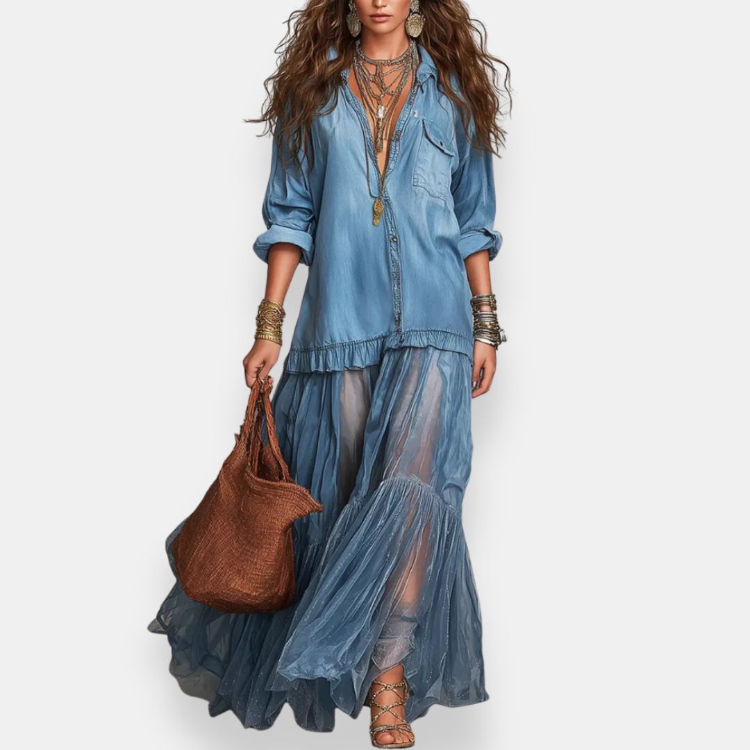 Zaynab - Vestido Largo De Estilo Bohemio Con Volantes