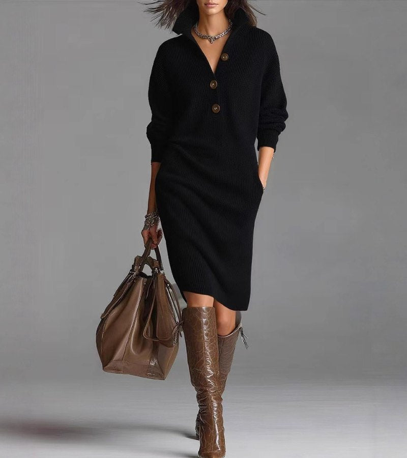 Toshiko - Elegante Vestido De Manga Larga De Punto
