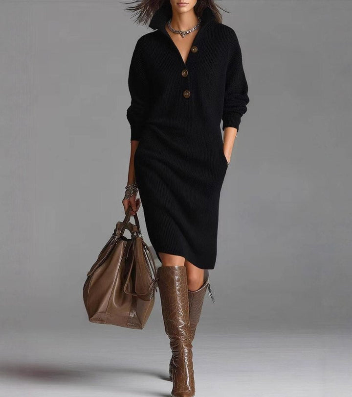 Toshiko - Elegante Vestido De Manga Larga De Punto