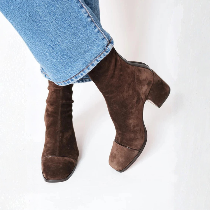 Leora - Botines Cómodos De Ante Con Tacón
