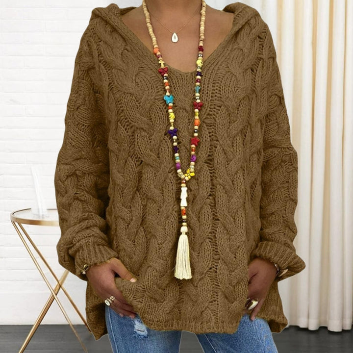 Marisa -  Manga Larga Cuello en V Sudadera con Capucha