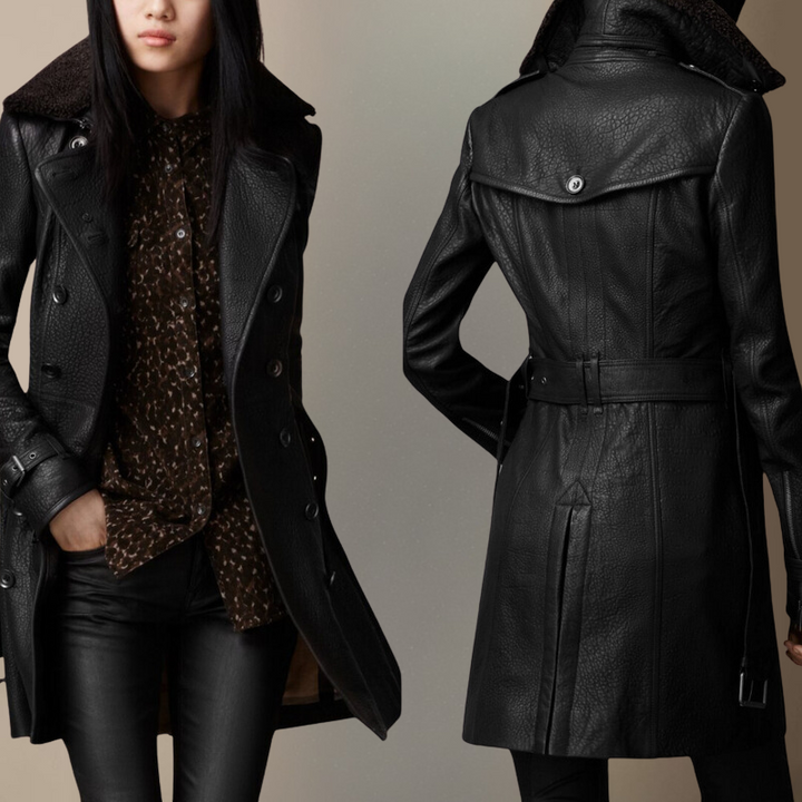 Birgit - Piel de Lujo Trench Abrigo
