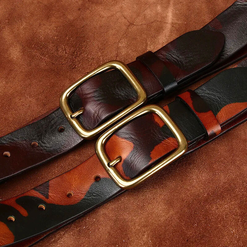 Lacy - Cinturón de Cuero Auténtico con Estampado de Camuflaje