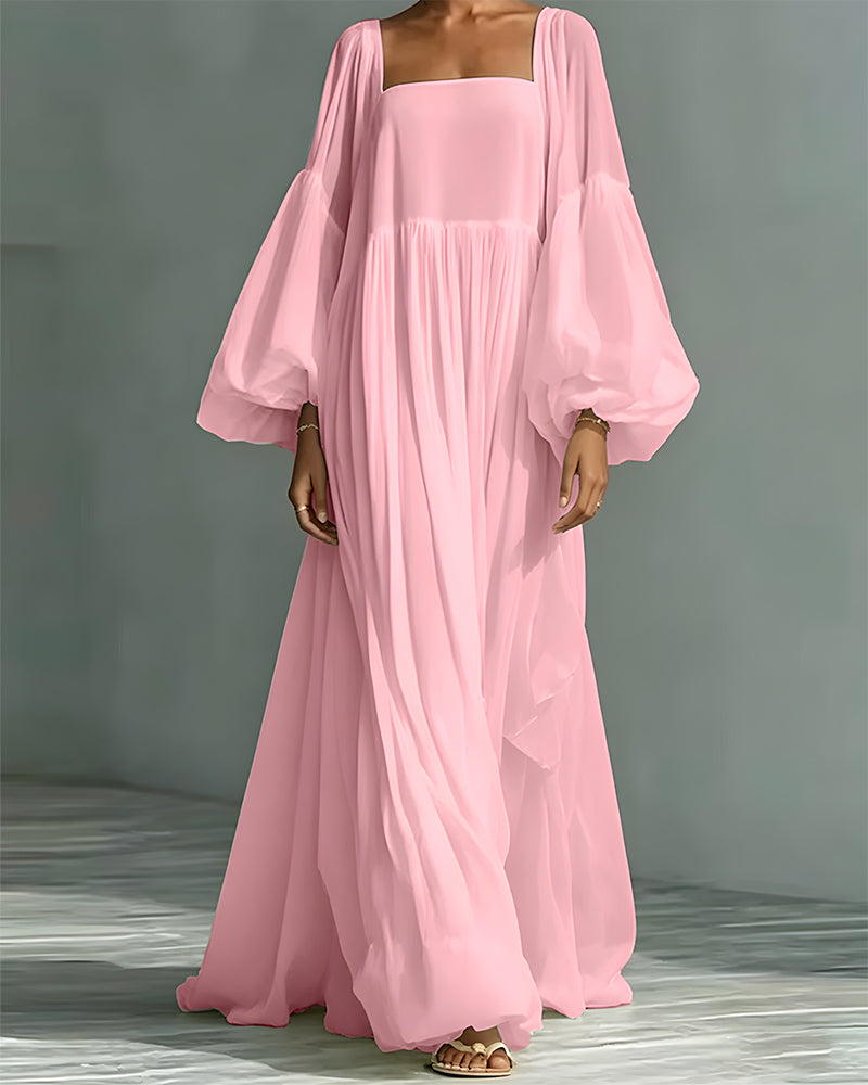Nunila - Vestido Largo De Estilo «Hada» Con Escote Cuadrado