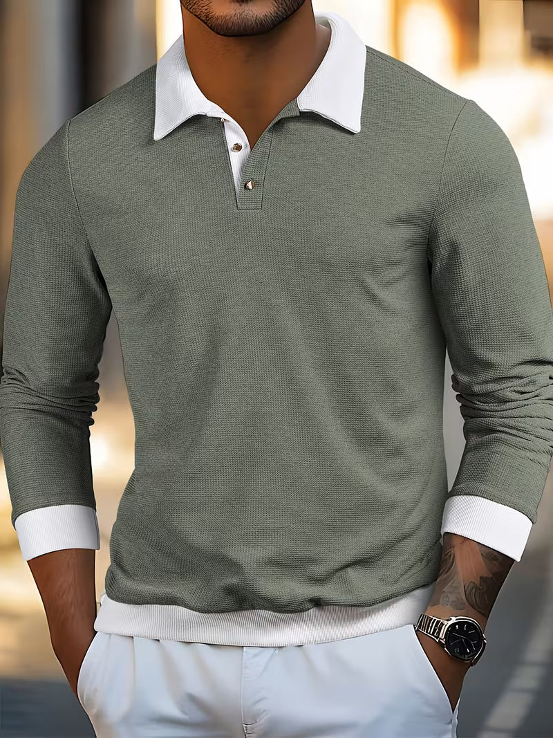 Gennady - Camisa De Punto Gofre Texturizado Con Cuello En Contraste