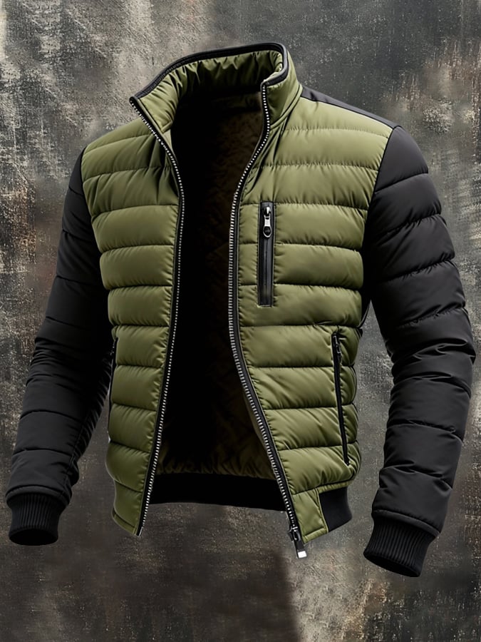 Traian - Chaqueta Acolchada Con Cremallera y Forro Recortado