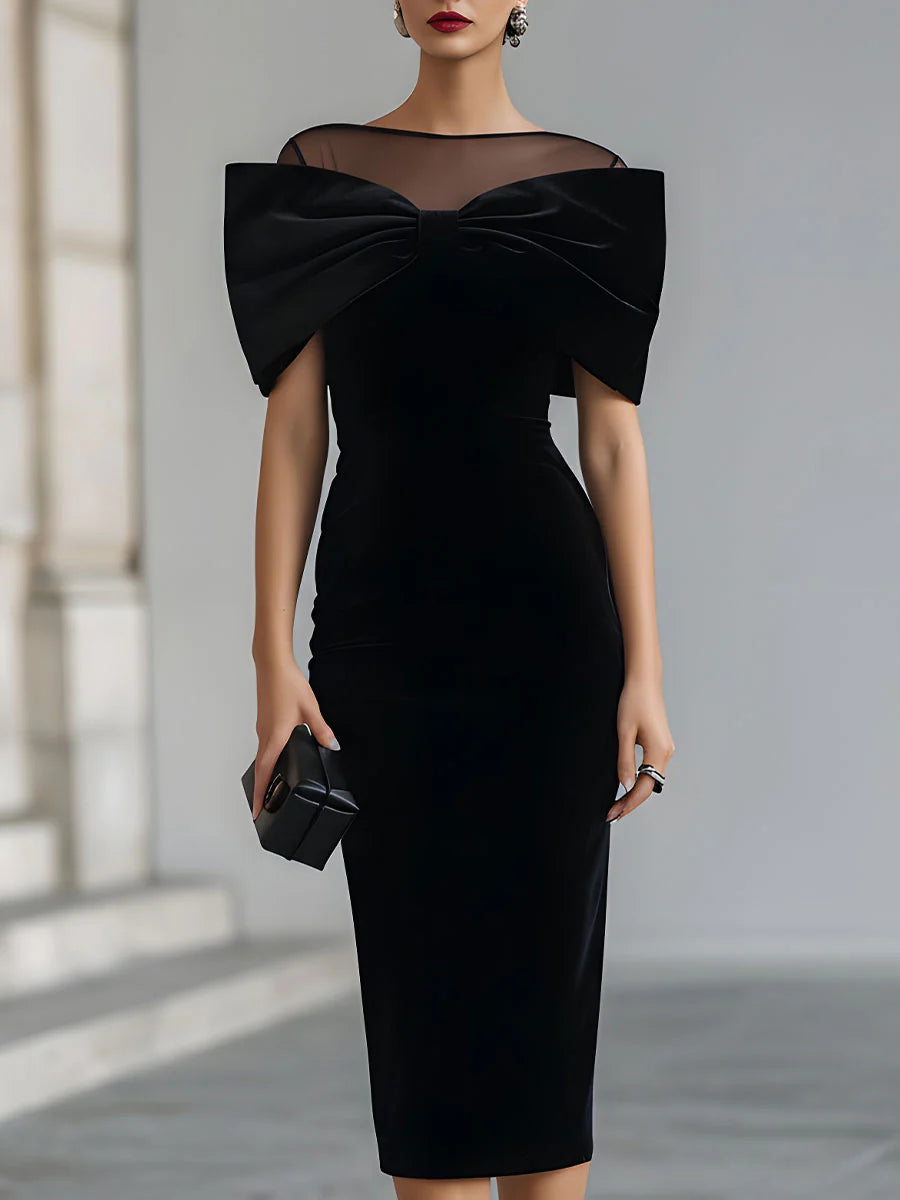 Inkeri - Vestido Midi De Terciopelo Con Lazo