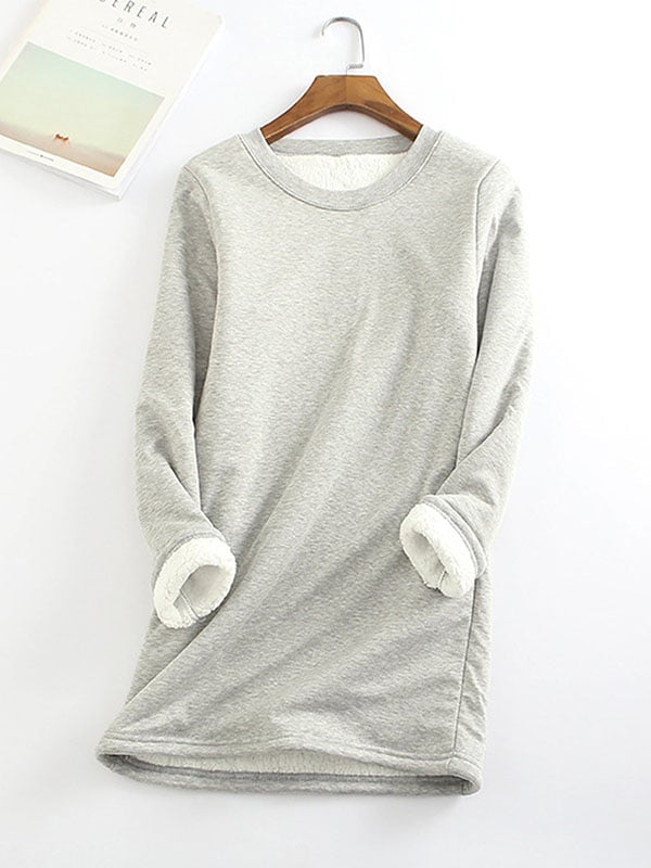 Bessie - Sudadera Casual Cuello Redondo Algodón Sólido