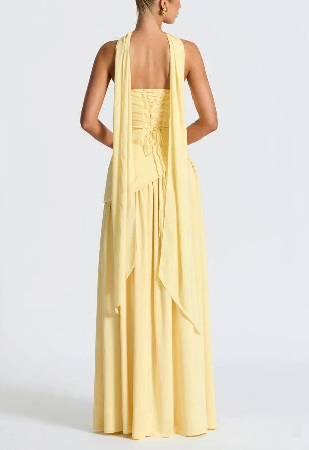 Madame - Vestido Largo Sin Tirantes Con Cinta y Abertura