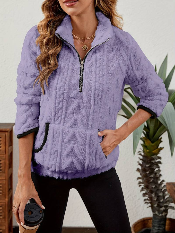 Naama - Jersey Elegante Con Medio Cremallera y Bolsillo
