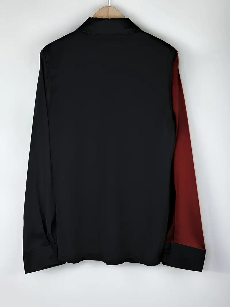 Zillah - Elegante Camisa De Satén Con Contraste Para Ir Al Trabajo