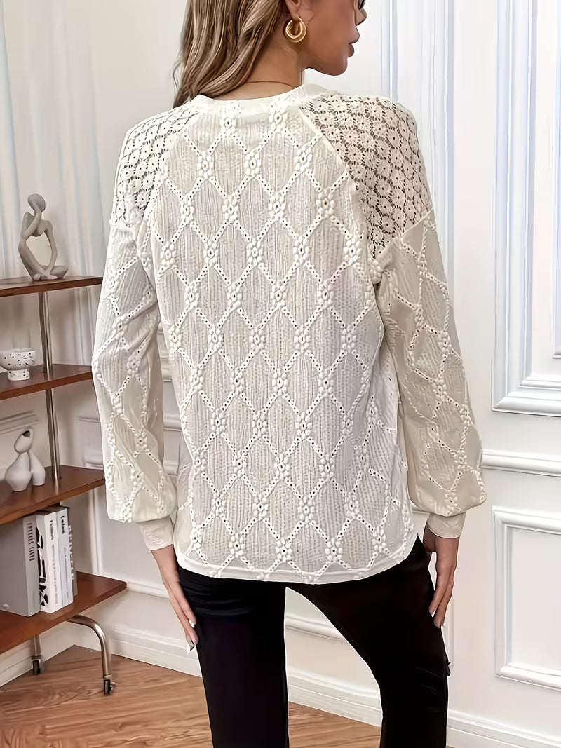 Meena - Blusa con Cuello Redondo y Diseño Cruzado