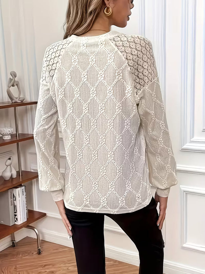 Meena - Blusa con Cuello Redondo y Diseño Cruzado