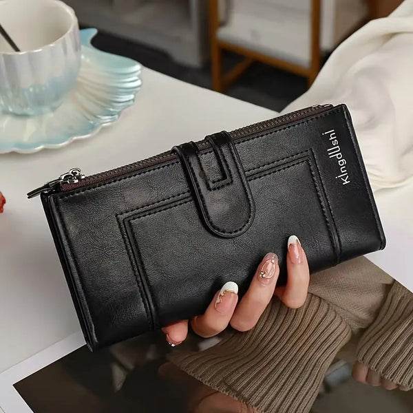 Hinina - Cartera De Piel Con Doble Cremallera