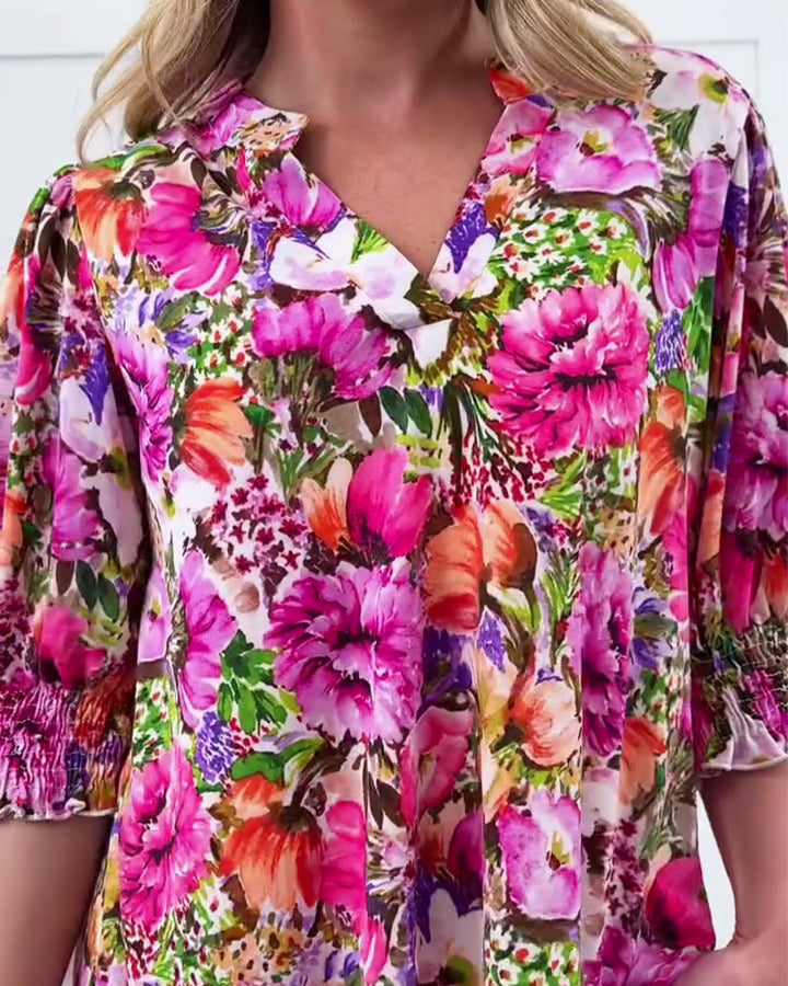 Niliza - Blusa Floral De Manga Corta