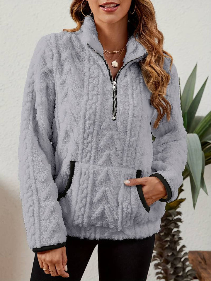 Naama - Jersey Elegante Con Medio Cremallera y Bolsillo