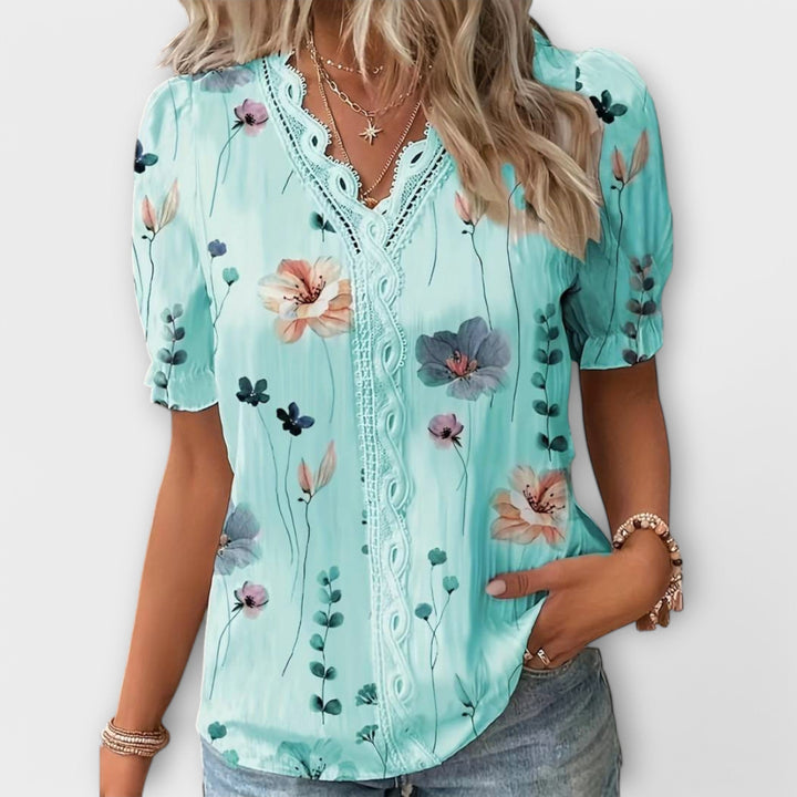 Bruni - Elegante Blusa Estampada De Manga Corta