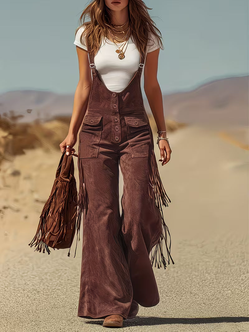 Ketiya - Pantalones Carga Anchos Con Flecos