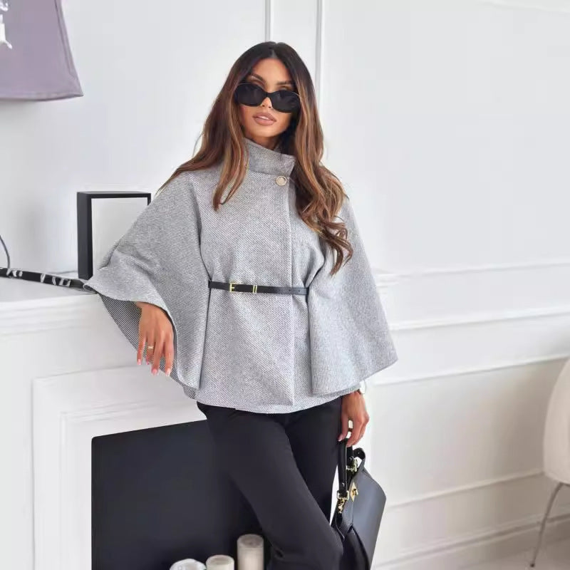 Jurgita - Elegante Chaqueta Con Cinturón y Estampado De Mariposas
