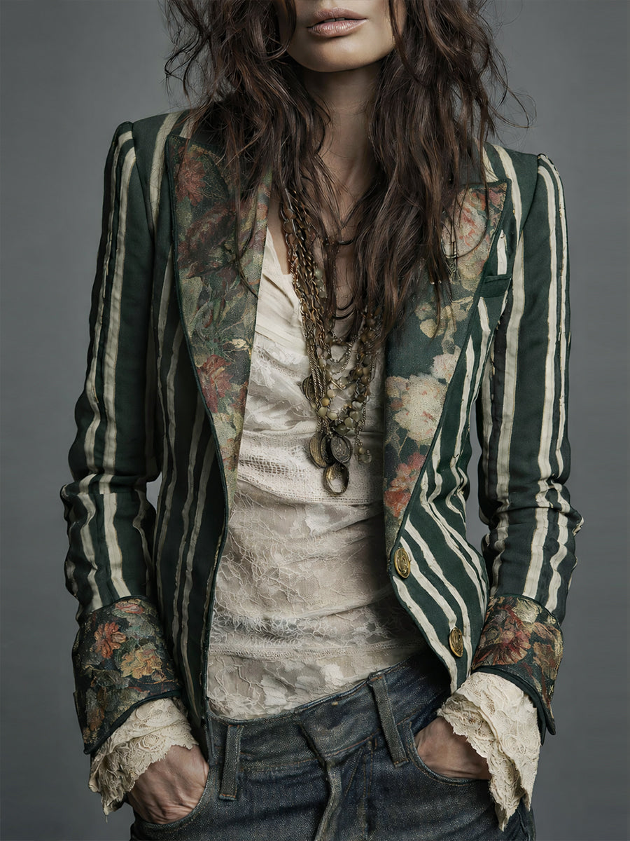 Shalisa - Blazer a Rayas De Estilo Bohemio