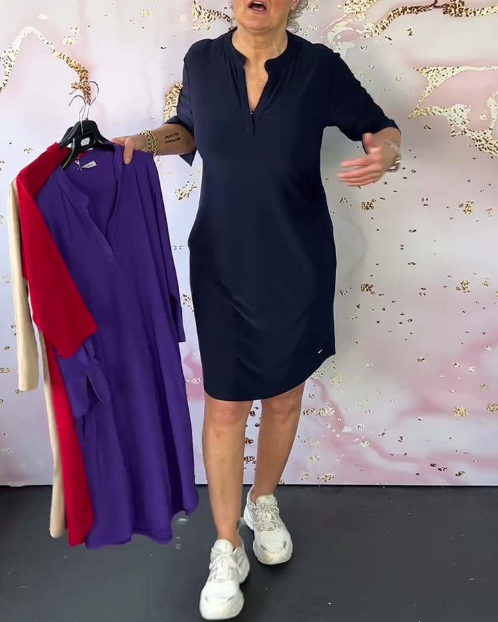 Kelsea - Vestido Midi con Cuello en V