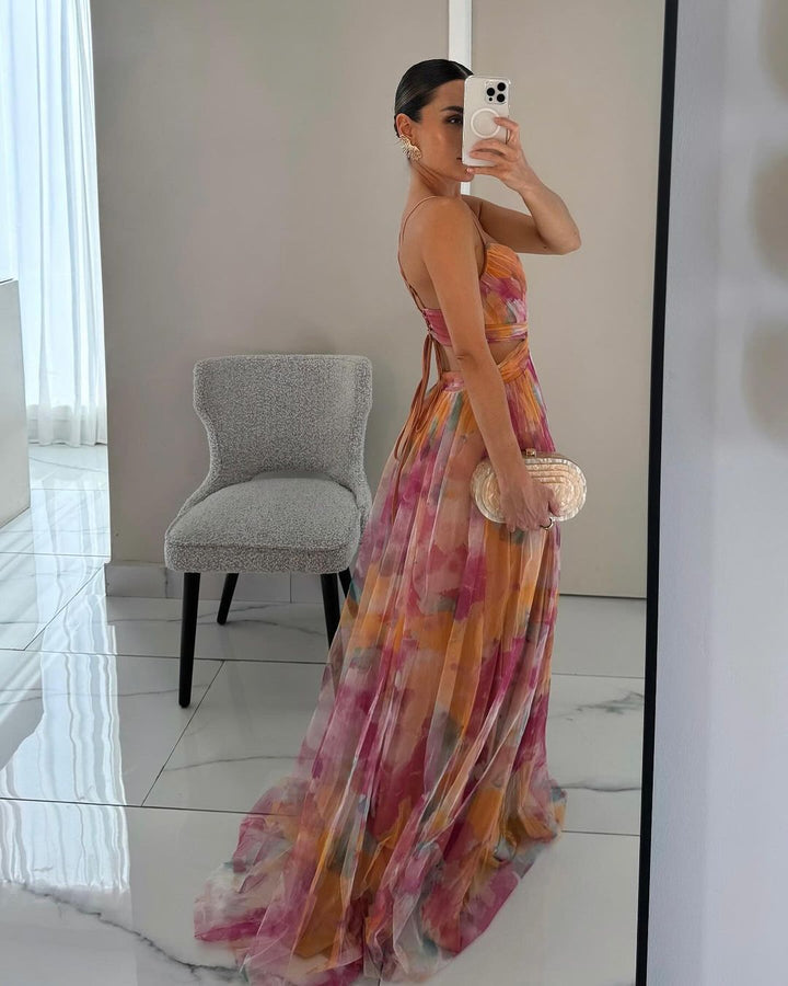 Guoda - Encantador Vestido Largo Con Estampado Floral