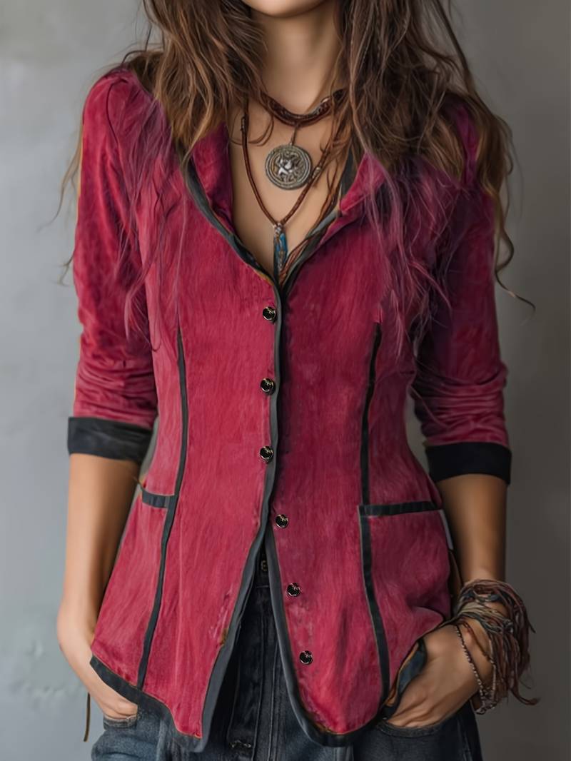 Yaara - Chaqueta Vintage Con Capucha y Manga Larga