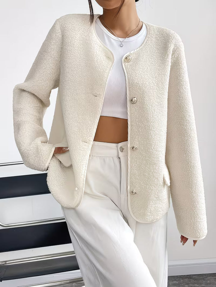 Viktorija - Elegante Chaqueta de Cuello Redondo Con Botones