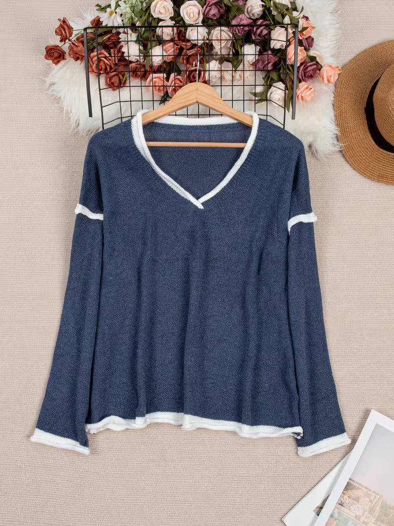 Ginny - Jersey Informal De Manga Larga y Cuello En V