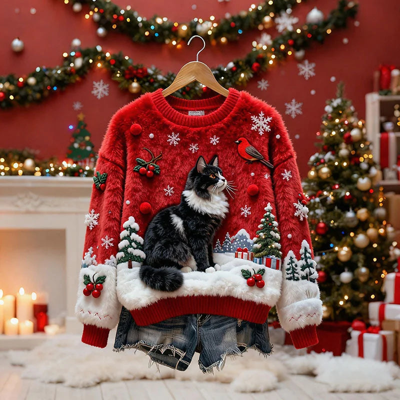 Laetitia - Jersey Navideño Con Motivo De Gato