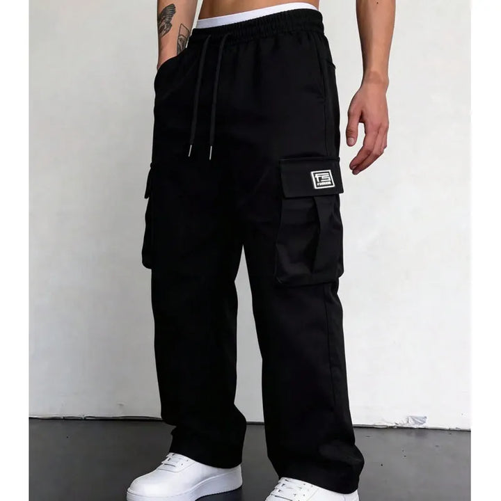 Nesham - Pantalones Cargo Con Cordón en la Cintura y Bolsillos