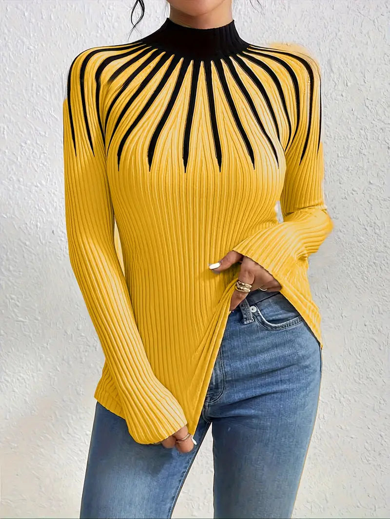 Maider - Elegante Jersey De Manga Larga Con Cuello Alto