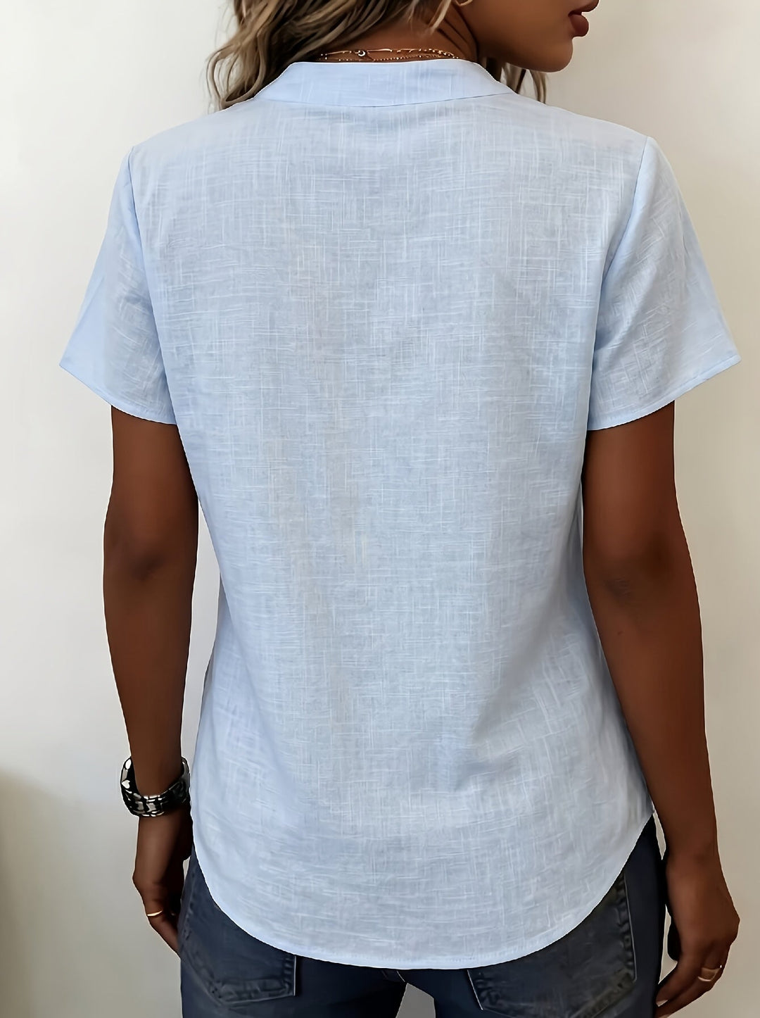 Salish - Blusa De Manga Corta Con Botones