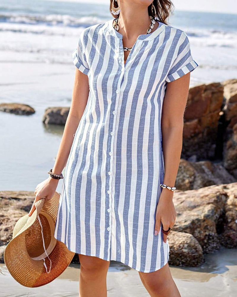 Berlisa - Elegante Vestido Camisero A Rayas