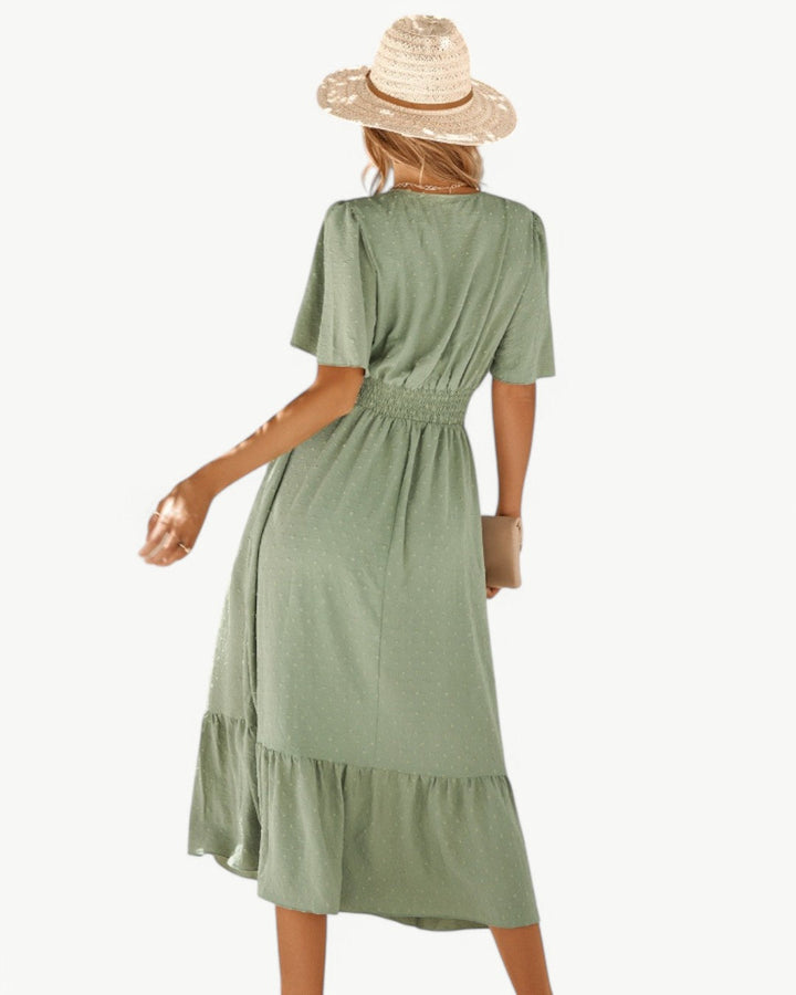Marwa - Vestido de Manga Corta con Cuello en V