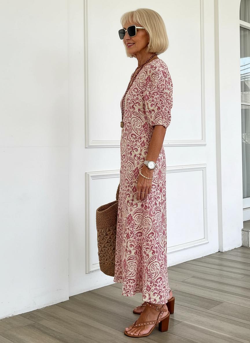 Zarmina - Elegante Vestido Largo Con Estampado Boho