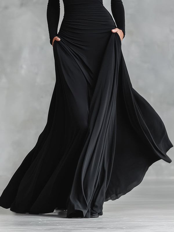 Hestia -  Elegante Vestido Largo con Pliegues Fluidos