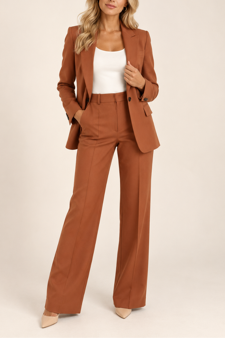 Danyela - Conjunto De Chaqueta y Pantalones De Corte Recto
