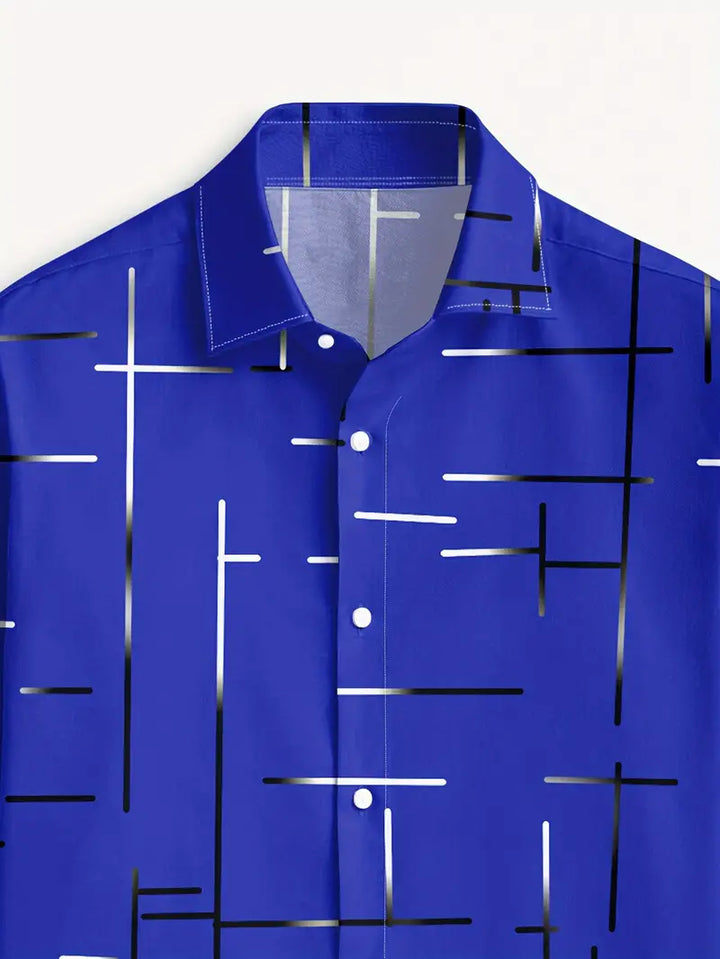 Nerio - Camisa De Manga Larga Con Estampado Geométrico
