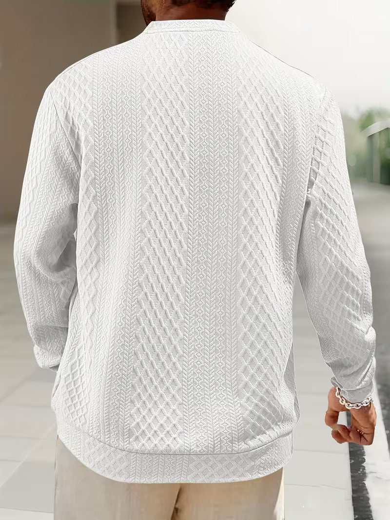 Mathew – Jersey Henley De Manga Larga Con Diseño Geométrico De Punto