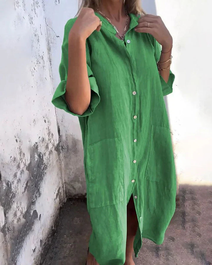 Aguilera - Elegante Vestido Camisero Con Botones