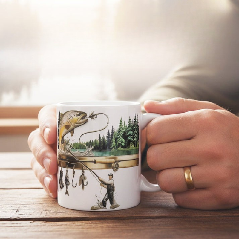 TackleMug - Taza de Café con Motivos de Pesca