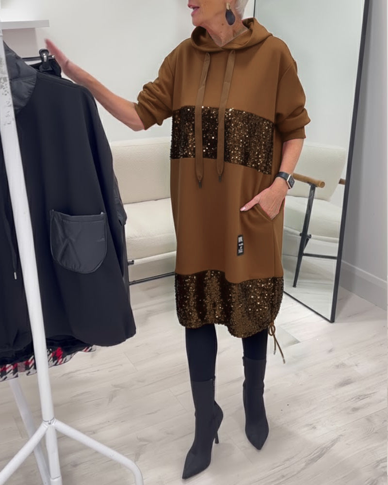 Mansherry - Vestido Con Capucha y Diseño Patchwork a la última Moda