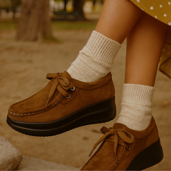 Tonja - Zapatos De Ante Con Cordones y Suela Antideslizante