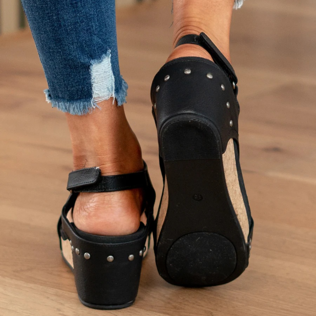 Makrina - Cómodas Sandalias De Tacón De Cuña