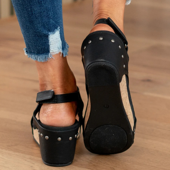Makrina - Cómodas Sandalias De Tacón De Cuña
