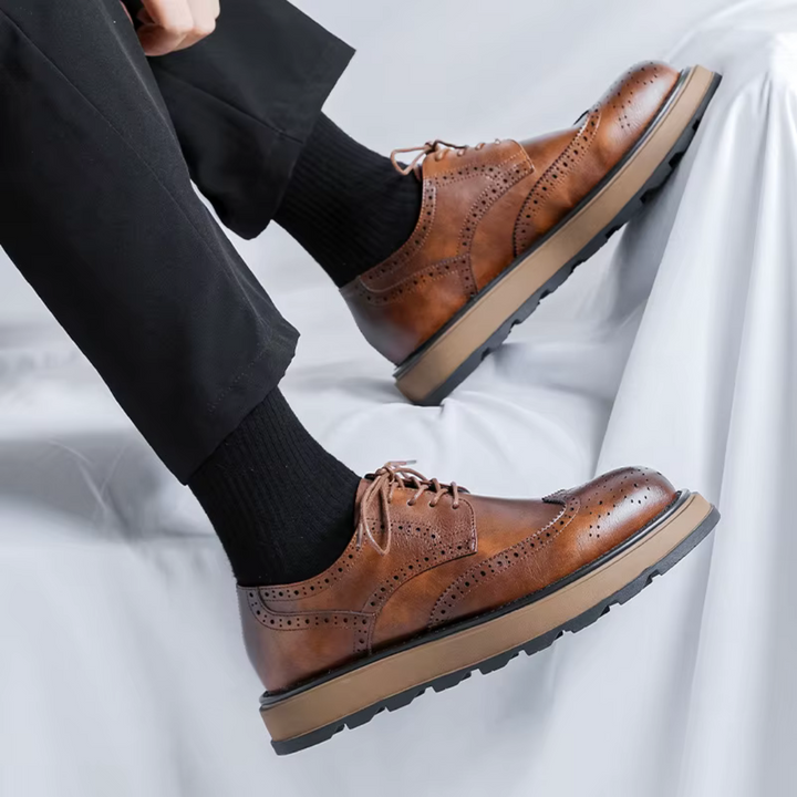 Alehan - Zapatos Derby De Cuero Con Suela Dentada