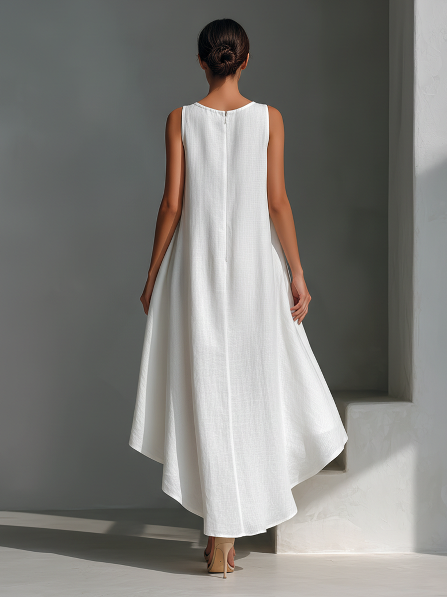 Alyna - Vestido Midi Sin Mangas Con Bajo Asimétrico
