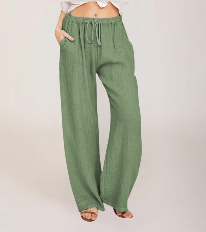Maialen - Pantalones Anchos De Lino Para Verano